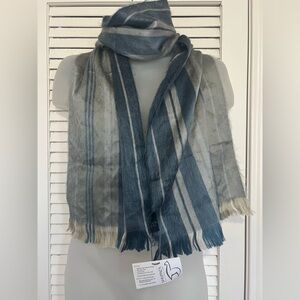 NEW Shupaca Argillite Alpaca Scarf Blue Gray Striped – 11”x78”